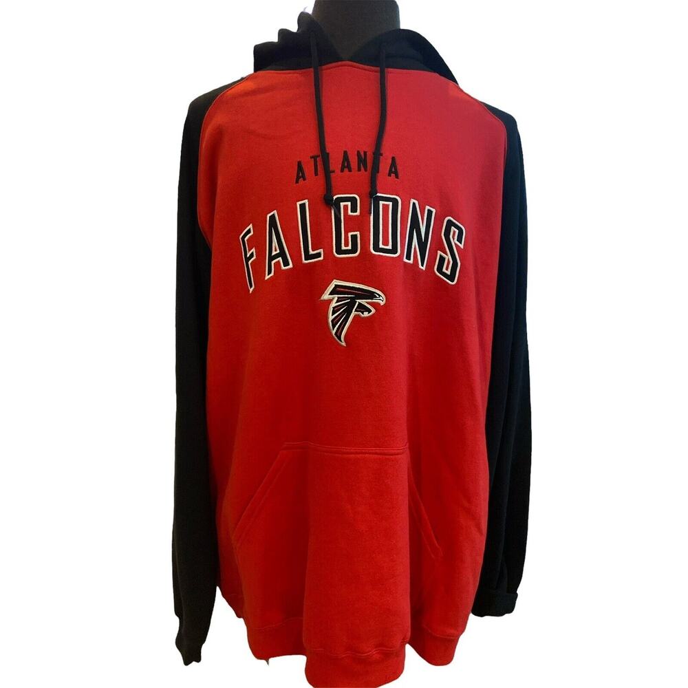 2XL ATLANTA FALCONS Hoodie Pull Over Embroidered Logos NFL‎ Reebok